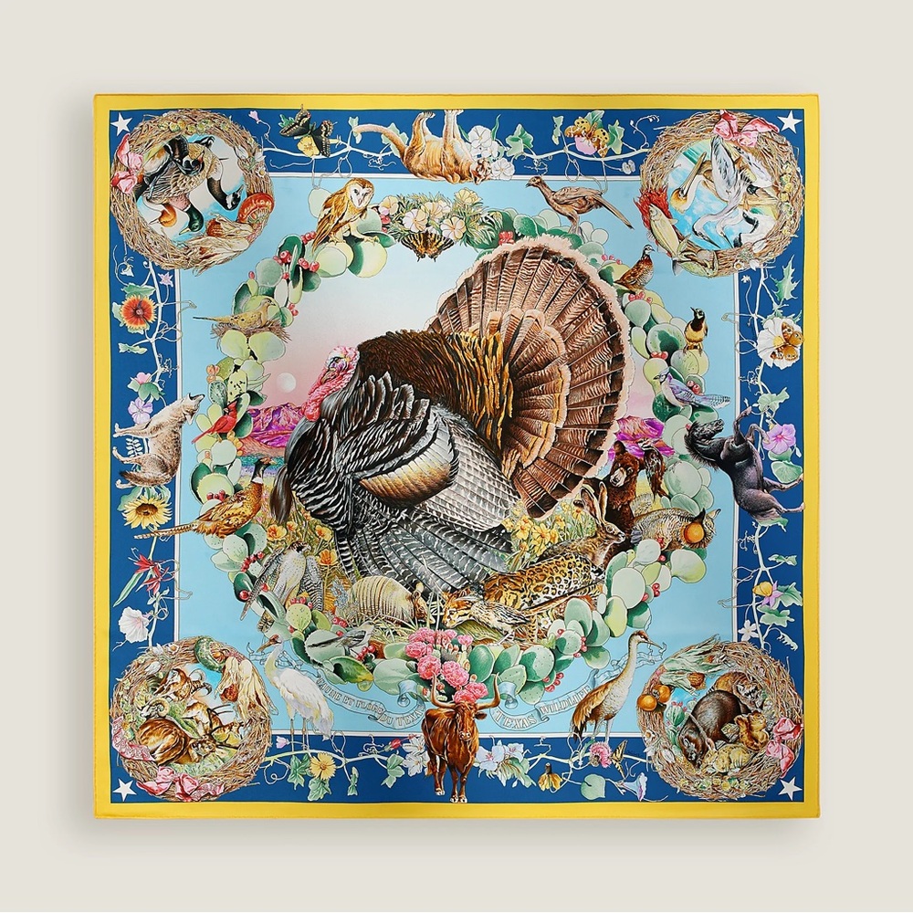 EXTREMELY RARE HERMES Faune et Flore du Texas forever scarf 90 COLLECTOR PIECE
